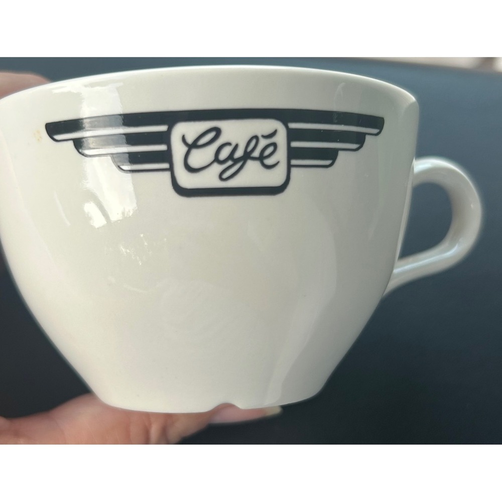 John Tams England Cafe Cup and Saucer Set White Black Retro Logo 2 Piece Set - Picture 9 of 10